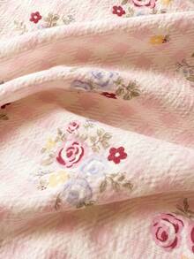 1 Juego de Ropa de Cama con Estampado Floral de Rosa, Incluye 1 Edredón, 1 Sábana Plana, 2 Fundas de Almohada, Suave y Cómodo para Dormitorio, Dormitorio, Uso Doméstico, Disponible en Múltiples Tamaños - Rosa Pálido - Ver 7