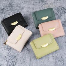 Cartera de Lychee para Mujeres, Cartera Corta, Tarjetero para Mujeres, Cartera Integrada para Mujeres - Caqui - Ver 2