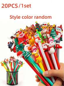10/100pcs - Christmas Theme Neutral Pens, Novelty Christmas Ball Pens, Black Ink, Christmas Character Cartoon Shapes, Suitable For Classroom Rewards, Office Supplies, Christmas Stocking Stuffers, Christmas Gift Box Fillers, Assorted Styles, Not Limited To The Styles Shown In The Image. - Multicolor - View 11