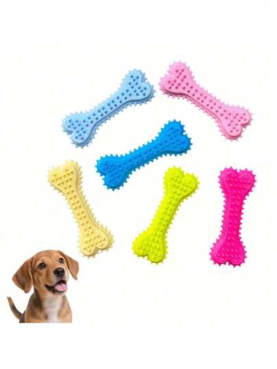 狗狗磨牙玩具，骨头形状狗狗磨牙玩具，橡胶牙刷棒磨牙玩具，适合训练和娱乐，小型犬的理想之选