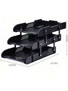 1个收纳架，多功能家用办公整理架，ABS塑料材质，黑色，方便收纳 - 黑與白 - 查看 4