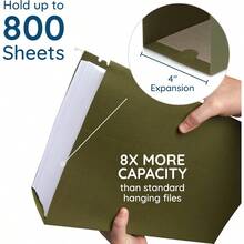 25 carpetas de archivos colgantes de tamaño legal de Blue Summit Supplies para colgar expansión de 4 pulgadas color verde estándar papel de 12 puntos pestañas de plástico incluidas carpetas - Verde - Ver 4