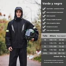 Impermeab Reflectantes para Motocicls y Bicicls Conuntos De Impermeab Con Fundas De Zapatos Impermeable para a Motociclista - Negroyverde - Ver 2