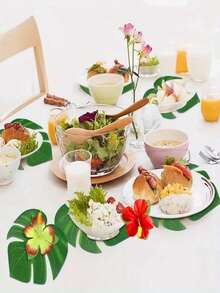 36/54/60pcs Tropical Party Decorations - Palm Leaves, Hibiscus Flowers Etc. - Perfect For Jungle, Party, Birthday, Beach And BBQ Themes! Easter, Christmas, Halloween, Valentine's Day, Ramadan Gifts, Suitable For Luau, And Jungle Theme Parties - Durable Artificial Home & Event Decor, Luau Supplies | Colorful Floral Accents, Hawaiian Party Decorations - Multicolor - View 5