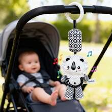 Plush Baby Toys With Portable Hanging Ring, Black & White Rattle Toy - Stroller Wind Chimes Plush Rattle Doll, Suitable For Car Seat - Ideal Gifts For 0-3-6-9-12 Month Baby Boys & Girls, Newborn Toys, Foxes