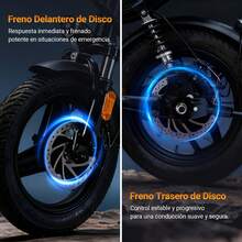 Bicicleta Electrica Adultos, E-Bike Plegable de Montaña con Motor de 500W, 3 Amortiguadores, Batería de Litio con Cobre Puro 48V/15Ah, 38KM/H, Rango de 45-55 km, Frenos de Disco Delanteros y Traseros - Rojo - Ver 7