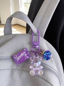 Porte-clés pendentif en forme d'ours en peluche, porte-clés en forme de bonbon, accessoires de téléphone - Porte-clés pendentif en forme d'ours en bonbon, peut être accroché aux sacs, aux clés - Cadeau parfait pour les camarades de classe et les amis, mini réaliste, style minimaliste, cadeau de mariage et de fête idéal, peut également être utilisé comme accessoire pour sac à main de femme, porte-clés, cadeau de la Saint-Valentin, convient à la famille, aux amis, aux collègues, à l'amant, aux camarades de classe - Multicolore - Voir 3