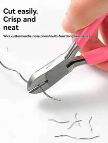 高品质碳钢珠钳，圆口锯齿边 - 粉色，非常适合DIY珠饰和手工制作（款式随机发货）