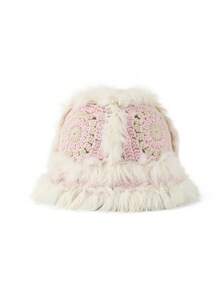 1pc Women's Fashionable Knitted Hat, Fluffy Tiger Head Bucket Hat, Cute & Flattering For Winter - Plush Knitted Hat - View 5