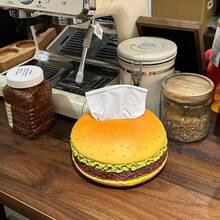 1 Peça Porta-Guardanapo em Formato de Hambúrguer, Caixa de Lenços de Design Retrô Criativa, Decoração para Casa/Escritório/Festa/Banheiro, Presente Único, Essencial Doméstico - Multicolorido - Visão 2