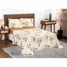 4-Piece Sheet Set, 100% Cotton Percale, Single, Double, Queen, King Sizes - Khaki Hoa - Xem 3