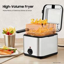 Rainaut Set Of Freestanding Stainless Steel 110V Electric Deep Fryer With Basket, 1000W Electric Deep Fryer With Basket For Be Used To Make Various Fried Foods, Such As French Fries, Onion Rings, Fried Chicken, Deep-Fried Dough Sticks, Etc. - 查看 4
