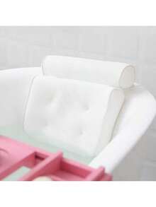 3D Contoured Bath Pillow, With 6 Suction Cups, Waterproof & Anti-Slip, Machine Washable, Thick & Comfortable Design For Relaxation