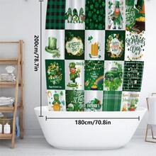 1pc/4pcs St. Patrick's Day Themed Bathroom Set, St. Patrick's Day Leprechaun/Clover/Plaid Shower Curtain Set, Bathroom Divider Curtain With Hooks, Anti-Slip Bathroom Mat Carpet, U-Shaped Toilet Mat, Toilet Seat Cover, Holiday Party Home Bathroom Accessories 4-Piece Curtain Set - Multicolor - View 23