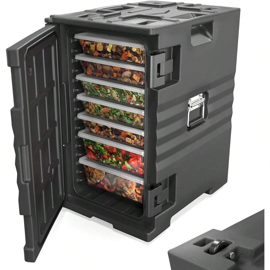 Caja calentadora de alimentos portátil de 109 QT con 4 ruedas, doble hebilla, gran capacidad - por defecto - Ver 1