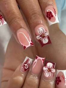 24 piezas Pegatinas de uñas francesas 3D con rosas rojas, con diseño de flores de gel 3D y perlas doradas, que muestran un estilo femenino encantador. Juego completo de uñas postizas acrílicas, incluye 1 pieza de gel de gelatina y 1 pieza de lima de uñas, fácil de usar. Estas pegatinas de manicura francesa de gel 3D son adecuadas para el trabajo diario, vacaciones y fiestas de las mujeres.