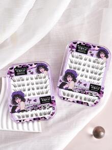 MENGJIESHANGPIN 64片/套 手工懒猫假睫毛，浓密自然，卡通风格，卷翘，适合初学者 - B - 查看 6