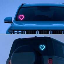 Solar Powered Triangle Heart LED Neon Light - Built-In Wireless Car Ambient Lamp , Auto Interior Decoration Accessories,300mAh Battery Capacity - A - View 3
