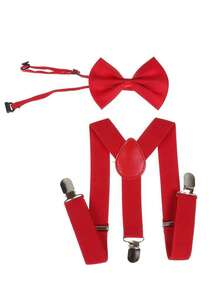 一套Y型背带和领结，男女童均适用，儿童背带裤和领结的理想组合 - 均碼 - 查看 2