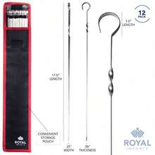 Royal Imports Pinchos de metal para barbacoa asar barbacoa de acero inoxidable 43 cm de largo reutilizables 12 unidades - Acero Inoxidable - Ver 6