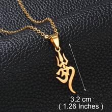 1 Stück Tamil "Om" Symbol Hindu Religiöser Anhänger Halskette, Edelstahl Spiritueller Schmuck für Frauen & Mädchen - Verschiedenfarbig - Übersicht 9