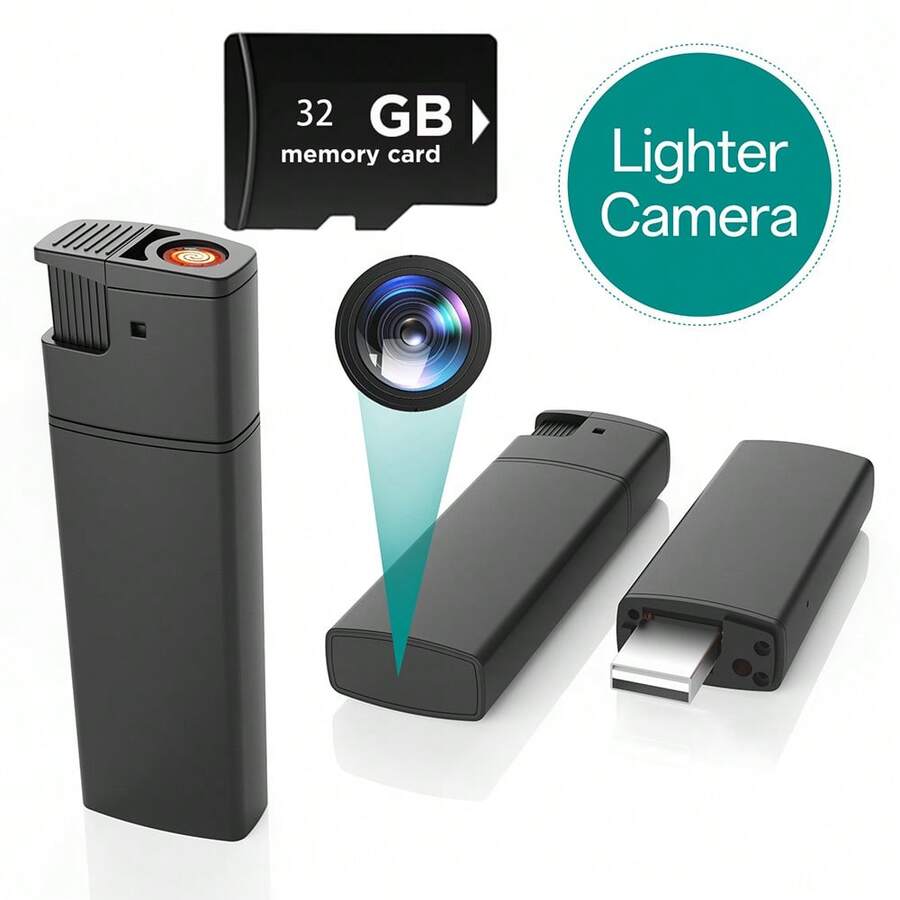 Portable Electronic Lighter Camera And Recording Device - 1080P HD Monitoring System, With 32GB Memory Card, Supports One-Button Recording And Loop Recording (No WiFi Required).