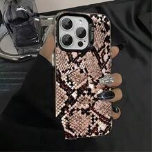 1pcs Snake Skin Pattern Phone Case Compatible with Apple Phone 17ProMax 16 15 14 13 12 11ProMax Pro Xs Max XS X 7plus 8plus Galaxy S21 S22 S23 S24 S25 Ultra Silicone Shock Proof Vintage Light Luxury Style Fashion Stunning Can Be Given To Friends or Yourself - Negro - Ver 3