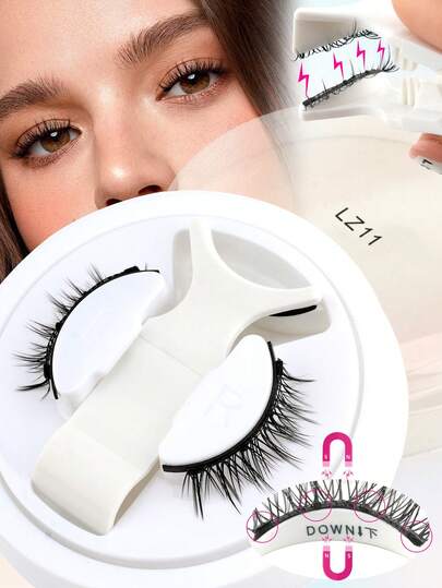 1 par de pestañas magnéticas sin pegamento, con clip, fáciles de poner y quitar, pestañas postizas magnéticas para un maquillaje natural con efecto alas