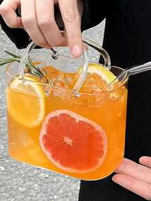 1pc Glass Handbag, Summer Fruit Tea Cup, Transparent Creative Funny High-Quality Mocktail/Cocktail Glass, Beverage Cup, Cocktail Glass, Fruit Wine Glass, Fruit Tea & Juice Cup - Multicolor - View 5