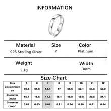 1pc Simple  925 Sterling Silver 3MM/4MM Width Couple Rings Wedding Bands Anniversary Gift For Men / Women Valentine's Day - Silver - View 19