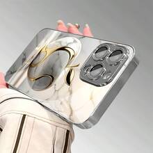 1个奢华大理石纹玻璃材质手机壳，兼容 17 Pro Max/17/16 Pro Max/15/13/12/11 - 銀色 - 查看 2