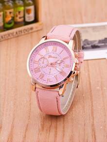 14pcs Women's Watch PU Leather Fashion Simple Three Eye Roman Scale Dial Quartz Watch Set Wristwatch Party Wedding Gift Beach Vacation Valentine Gift
