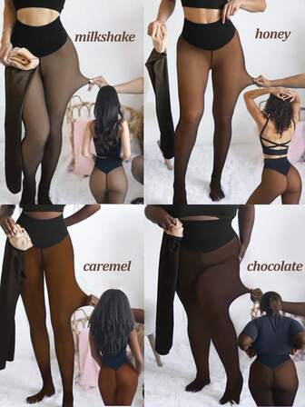 Winter New Women's Elastic Waist High-Waisted Wool-Lined Shaping Tights, With Elastic Waistband, Single Seam, Winter Warmth, Semi-Transparent Compression Leggings, Tummy Control And Hip Lifting Shaping, Suitable For Both Home And Outdoor Wear