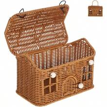 INOOMP Cesta De Picnic Pequeña Tapa Asa Canasta De Almacenamiento Retro Cesto Decorativo para Alimentos Snacks para Acampar Organización del Hogar - Marrn - Ver 7