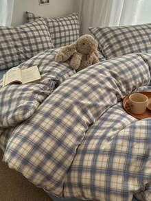 3件套加厚涤纶复古印花床上用品套装，适合男孩、女孩、宿舍、卧室，拉链封口，四季皆宜，柔软透气，适用于单人床、双人床、大号床、特大号床（1个被套，2个枕套，不含填充物） - 彩色 - 查看 8