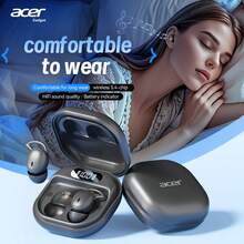 Acer 宏碁官方正品 OHR507 蓝牙耳机，TWS 无线入耳式耳机，立体声低音，睡眠模式，低延迟游戏，舒适佩戴，适合学习、商务、运动、骑行，兼容手机、平板电脑、笔记本电脑，是圣诞节和情人节的理想礼物 - 黑色 - 查看 12