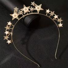 1pc Fashionable, Light Luxury, Simple Zinc Alloy Headband, Inlaid With Rhinestones, Stars, And Five-Pointed Stars, Festive Celebration Hair Accessory, Crown Fashion Headpiece For Valentine's Day Valentine's Day Accessories Gift - Multicolor - View 7