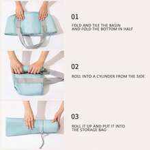 带提手可折叠足浴盆，便携式洗脚袋，适用于家庭、旅行和露营，保温折叠足浴桶，旅行折叠足浴袋，五层保温折叠足浴盆，足浴盆，家用水疗产品 - 彩色 - 查看 5