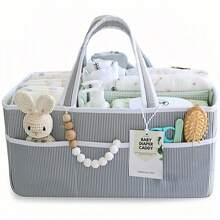 New Striped Multi-Function Diaper Bag, Large Capacity Lightweight Handbag - Grey Stripes - View 3