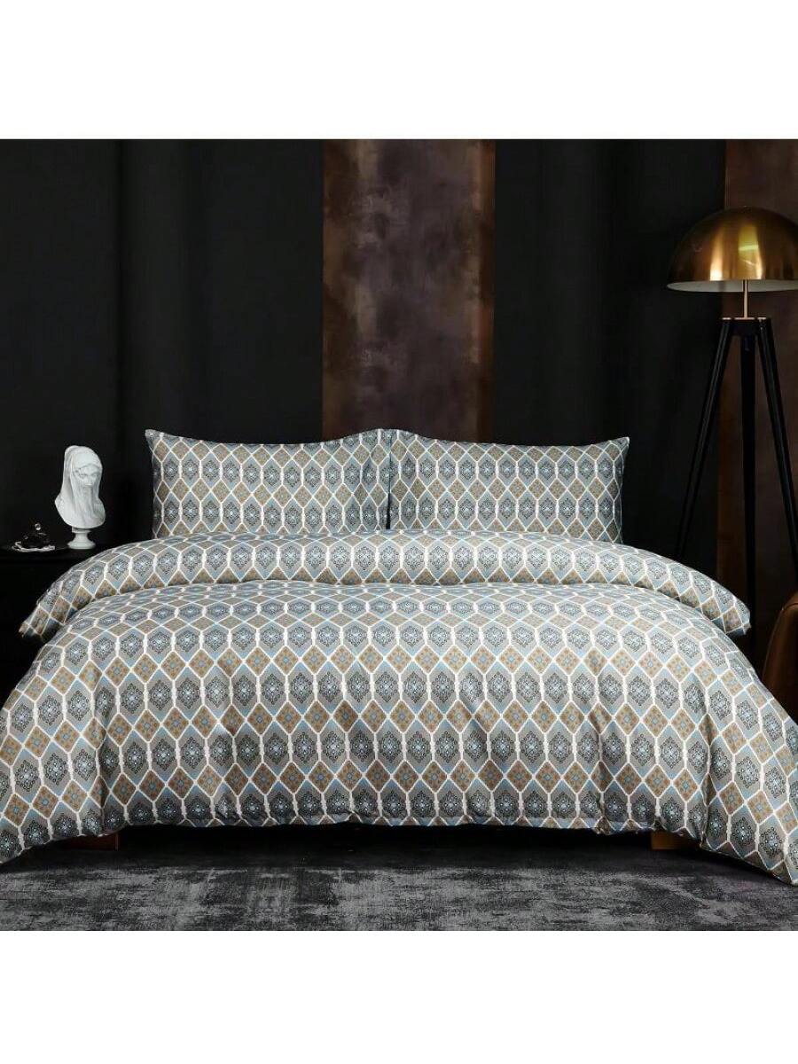 Kit de impresión de fundas nórdicas GB color verde de diseño de patron de rombos de alta durabilidad de 260cm*220cm