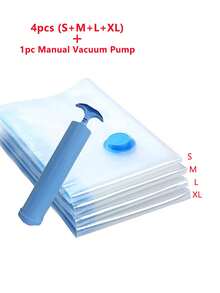 4pcs Vacuum Compression Bags In Various Sizes With Manual Pump - Storage Bags For Seasonal Clothing, Quilts, Duvets, Blankets, Travel And Moving - Ideal For Home Organization, Ideal Home Supplies, Must-Have Storage Space-Saving Bag, Room Decor, Storage, Travel Essential, Storage Container - Multicolor - View 16