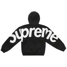 Supreme Big Logo Jacquard Hooded Sweatshirt | Premium Heavyweight Crossgrain Fleece Hoodie | Authentic Streetwear Pullover Outerwear Black - 黑色連帽衫 - 查看 4