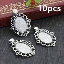 10个13x18毫米内径合金金属椭圆形吊坠凸面宝石空白底座镶嵌托盘DIY珠宝制作配件，适用于项链、耳环、手链 - 卡寶石底托 - 查看 30