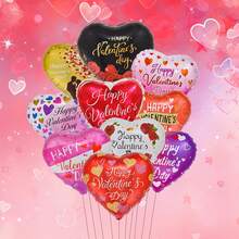 Bộ 6/10 quả bóng bay hình trái tim chữ "Happy Valentine's Day" kích thước 18 inch, quà tặng ngày Valentine, bóng bay bơm khí heli, trang trí ngày Valentine. - Nhiều màu - Xem 2