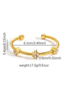 1 chiếc vòng tay thép titan dạng xoắn mở hoặc có thể điều chỉnh kích thước dành cho nữ, kiểu dáng thời trang và thanh lịch, đính đá zirconia lấp lánh hình hoa, món quà lý tưởng cho Ngày Valentine, các ngày lễ, kỷ niệm, hoặc các bữa tiệc hàng ngày. - vòng tay dây thừng - Xem 11