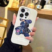 Dark-Style Mechanical Bear With Floral Pattern, Metal Gear Internal Structure Phone Case, Painted Phone Case, Highly Personalized And Creative, High-End Fashion Phone Case, Perfectly Compatible With Apple  17, 16, 15, 14, 13, 12, 17 Pro, 17 Pro Max, 17 Air And  17 Series. A Perfect Christmas Gift For Friends, Loved Ones Or Yourself. - White - View 5