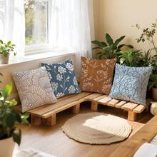 4pcs Vintage Nordic Style Floral Leaf Plant Line Art Printed Throw Pillow Covers [No Pillow Insert], 17.7*17.7in(45*45cm), [Single-Sided Printing] Polyester Home Decor Cushion Covers For Sofa, Bed, Living Room, Bedroom, Car, Office, Hotel, All Seasons, Perfect Gift For Family And Friends - Multicolor - View 9