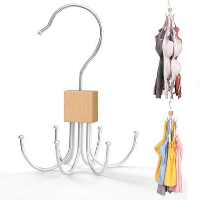 Tank Top HangerRotatable Bra Hanger Max 18 Storage Capacity Sports Bra Hangers Space Saving Hangers For Dorm Closet Organizers And Storage Closet Organizer For Belt Scarf Purse Wood