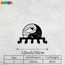 CIFbuy 1pc Chinese Style Yin Yang Moon Key Holder - Heavy Duty Iron Metal Wall Decor With 5 Hooks, Minimalist Design, Suitable For Entryway, Hallway, Bedroom - Housewarming Gift - Chinese Decor, Hallway Storage, Retro Aesthetics - Multicolor - View 4