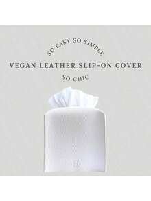 Cube Tissue Box Cover Holder Square PU Leather Tissue Holder Tissue Case Dispenser Bathroom, Tabletop, Vanity, Office White - trắng - Xem 3